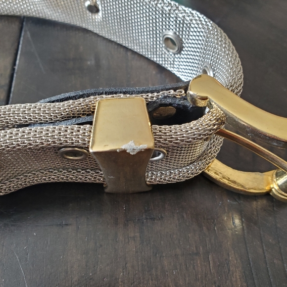 Vintage Mesh Mixed Metal City Gold & Silvertone belt Women XS - Picture 7 of 7